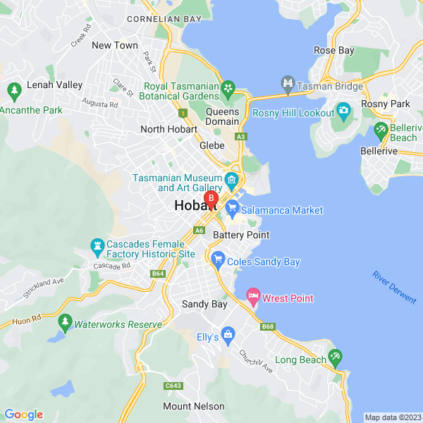 KISLOCAL Marketing location map: Registered Business Address 2/162 Macquarie Street, HOBART, Tasmania
