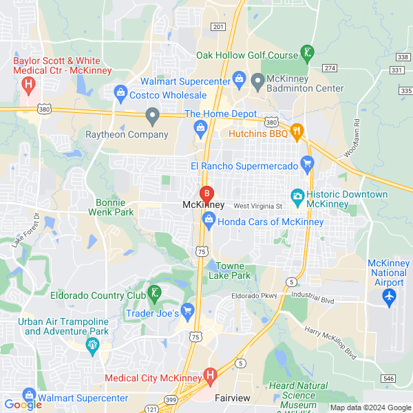 Towing Service in Mckinney location map: 101 S Central Expy, Mckinney, TX