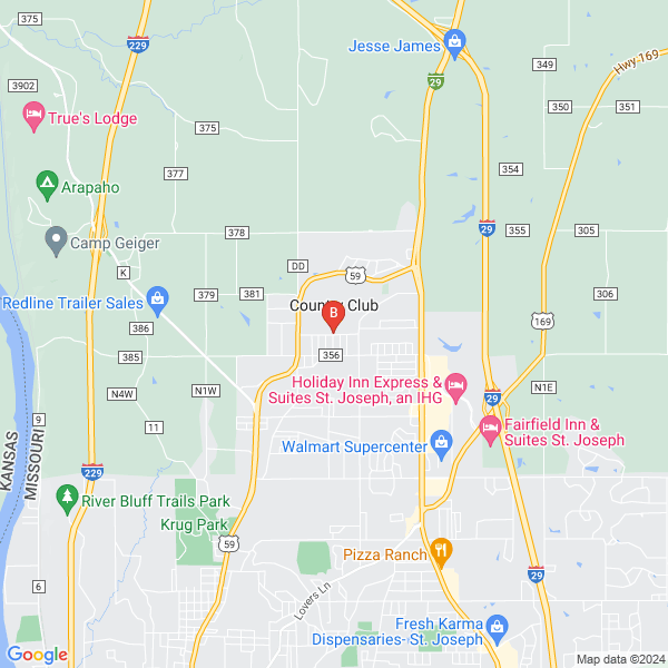 GeoPro SEO location map: 2609 Roma Lane, Country Club, MO