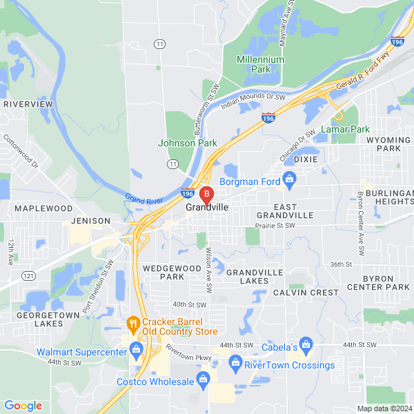 InTheGrandRapidsArea.com location map: Downtown Grandville, Grand, Michigan