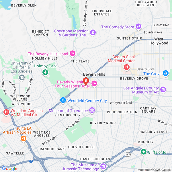 Raymond Douglas MD, PhD location map: 9675 Brighton Way #410, Beverly Hills, California